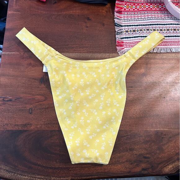 House of CB Mariposa Yellow‎ White Floral Print Bikini Bottoms Swim NWT Size L - Picture 5 of 8